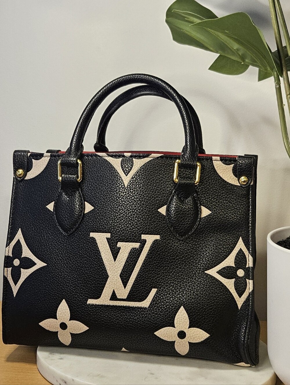 EGO Inspired Black & Cream Small Monogram Tote